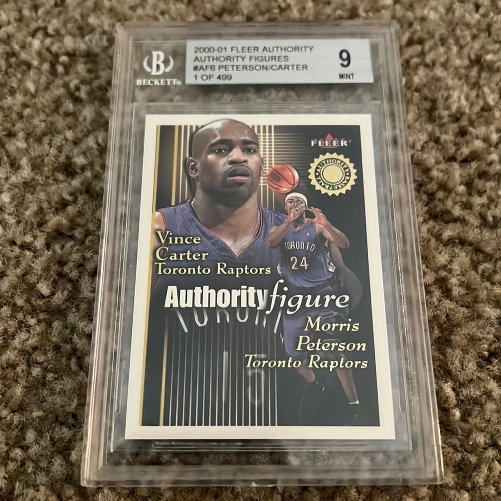 2000-01 Fleer Authority Figures Vince Carter and Mo Peterson BGS 9